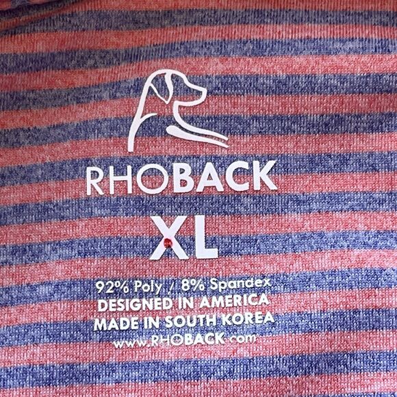 Rhoback Mens Polo Shirt XL Striped Performance Stretch Lightweight Golf Polo - Picture 8 of 11